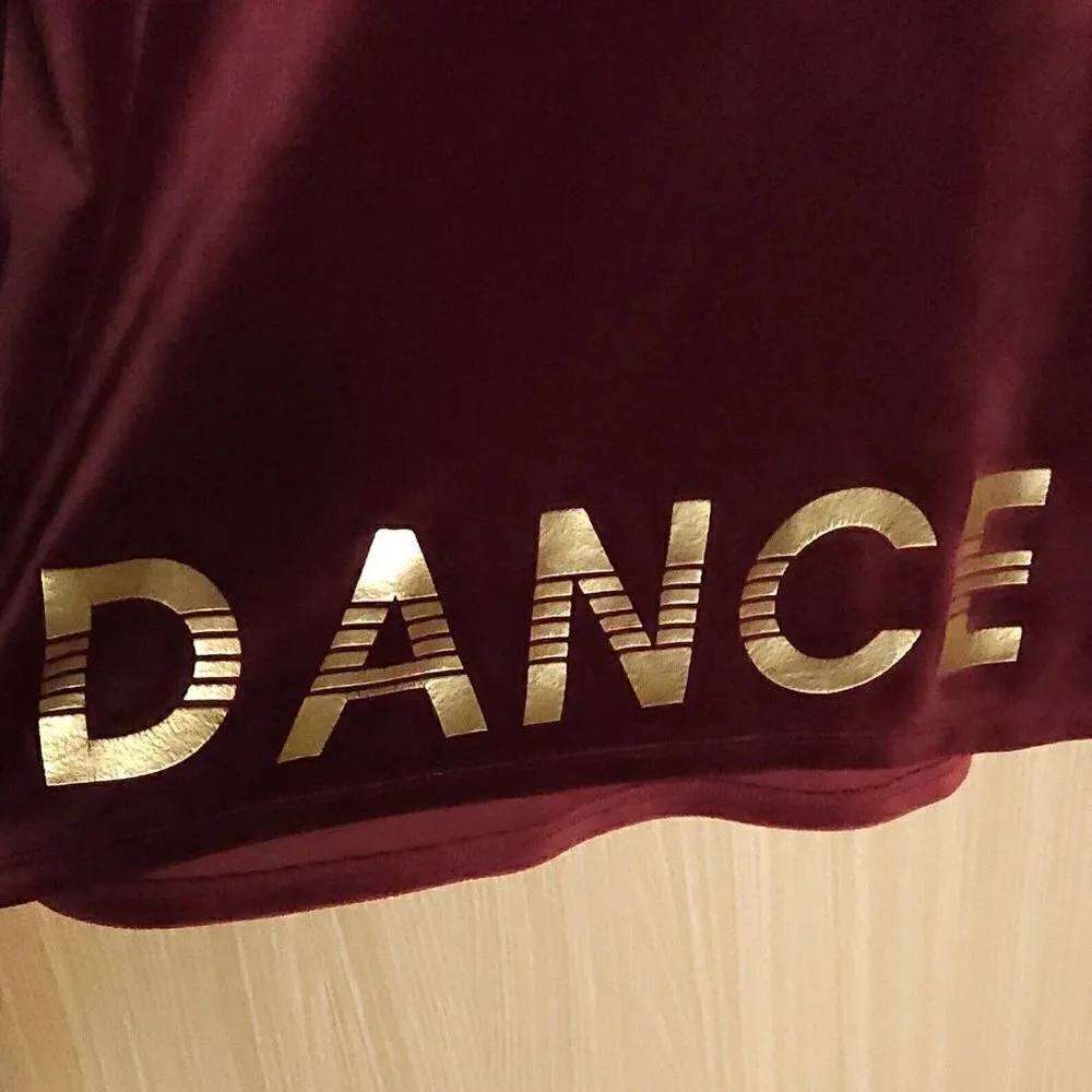 Justice Maroon Gold Velour Hooded Dance Sweatshirt 12